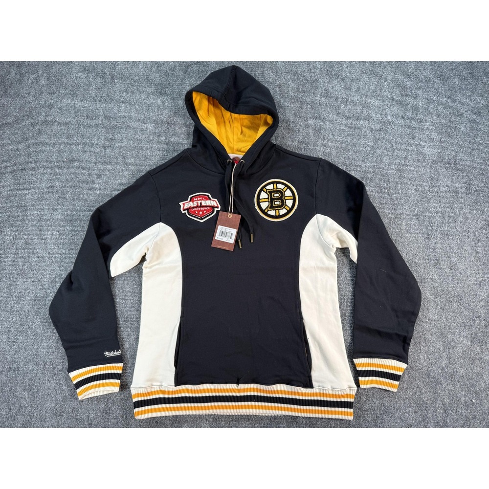 Boston Bruins Hoodie‎ Mens Small Black Cream NHL Hockey Pullover French Terry